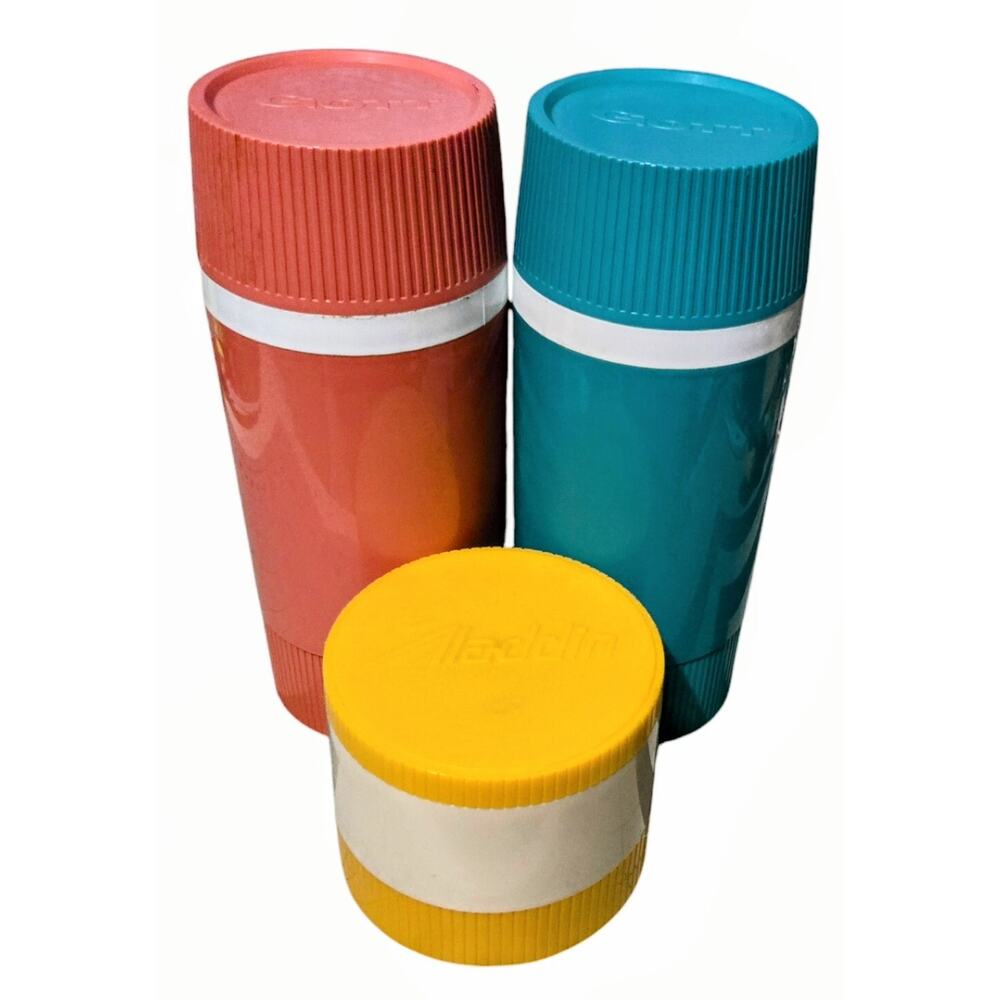 Vintage Thermos 70s Gott Aladdin Plastic Insulated Travel Camping Decor Lot of 3 - Picture 3 of 7